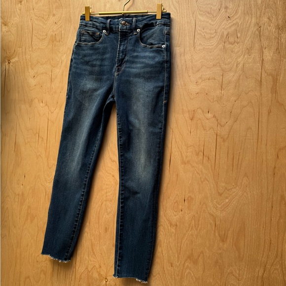 GOOD AMERICAN Good Waist Raw Edge Skinny Jeans Blue331 6/28 - Picture 4 of 8